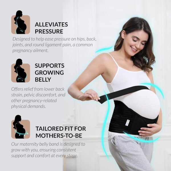 NeoTech Care Pregnancy Support Maternity Belt, Waist/Back/Abdomen Band, Belly Brace (Size M, Black Color) - Image 4