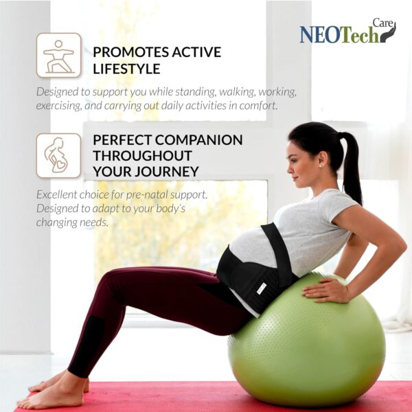 NeoTech Care Pregnancy Support Maternity Belt, Waist/Back/Abdomen Band, Belly Brace (Size M, Black Color) - Image 3