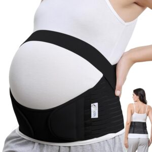 NeoTech Care Pregnancy Support Maternity Belt, Waist/Back/Abdomen Band, Belly Brace (Size M, Black Color)