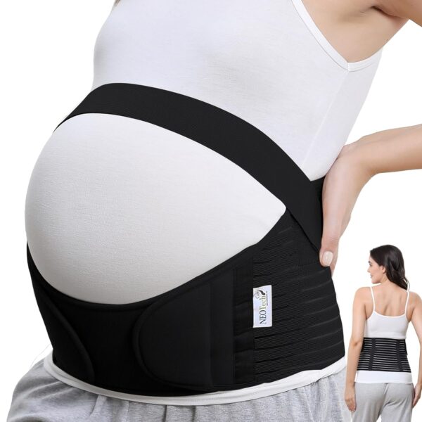 NeoTech Care Pregnancy Support Maternity Belt, Waist/Back/Abdomen Band, Belly Brace (Size M, Black Color)