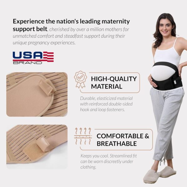 NeoTech Care Pregnancy Support Maternity Belt, Waist/Back/Abdomen Band, Belly Brace (Size M, Black Color) - Image 2