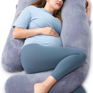 Momcozy Pregnancy Pillows for Sleeping, U Shaped Full Body Maternity Pillow with Removable Cover - Support for Back, Legs, Belly, HIPS for Pregnant Women, 57 Inch Pregnancy Pillow for Women