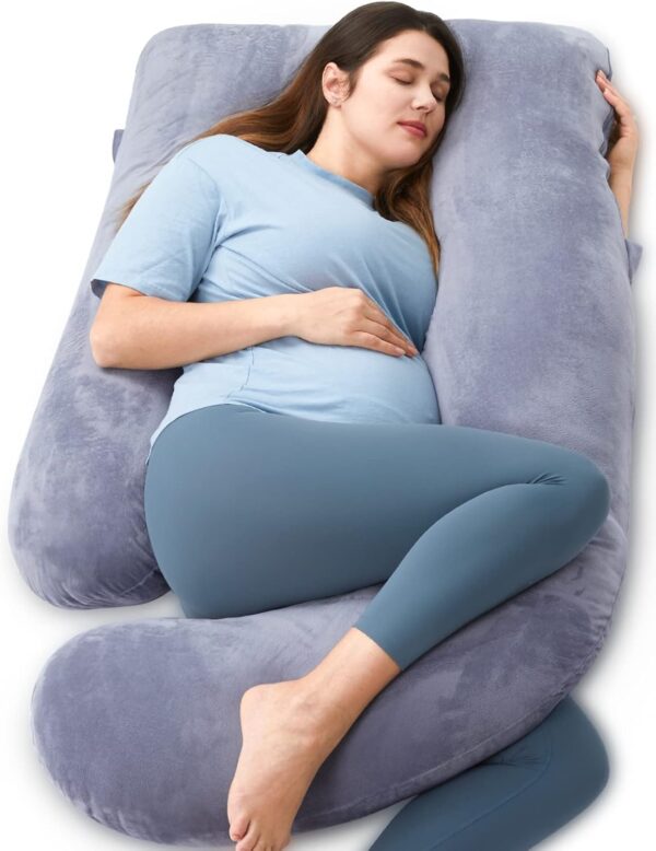Momcozy Pregnancy Pillows for Sleeping, U Shaped Full Body Maternity Pillow with Removable Cover - Support for Back, Legs, Belly, HIPS for Pregnant Women, 57 Inch Pregnancy Pillow for Women