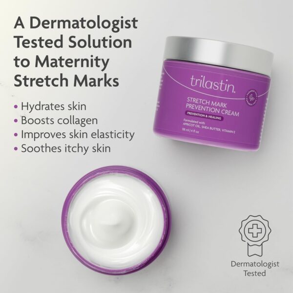 TriLASTIN Maternity Stretch Mark Prevention Cream - Paraben-Free, Hypoallergenic, and Safe for Pregnancy - Stretch Mark Formula for Pregnant Women - 4 Oz Belly Cream for Pregnant Women - Image 7